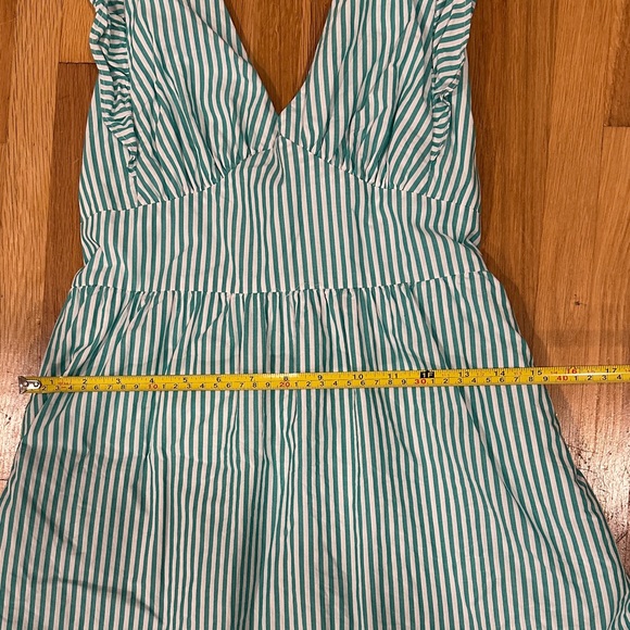 Skies Are Blue | Striped Green/Teal and White Dress with tie back - Picture 8 of 16